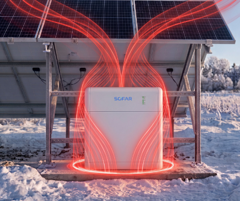 SOFAR BTS 5K z matami grzewczymi zainstalowany na zewnątrz